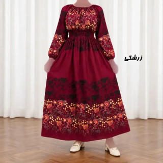 پیراهن ساحلی زنانه نخی کش دار طرح حاشیه برگ فری سایز